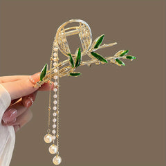 Chinese Style Bamboo Shape Hair Claw with Tassel Hair Clip