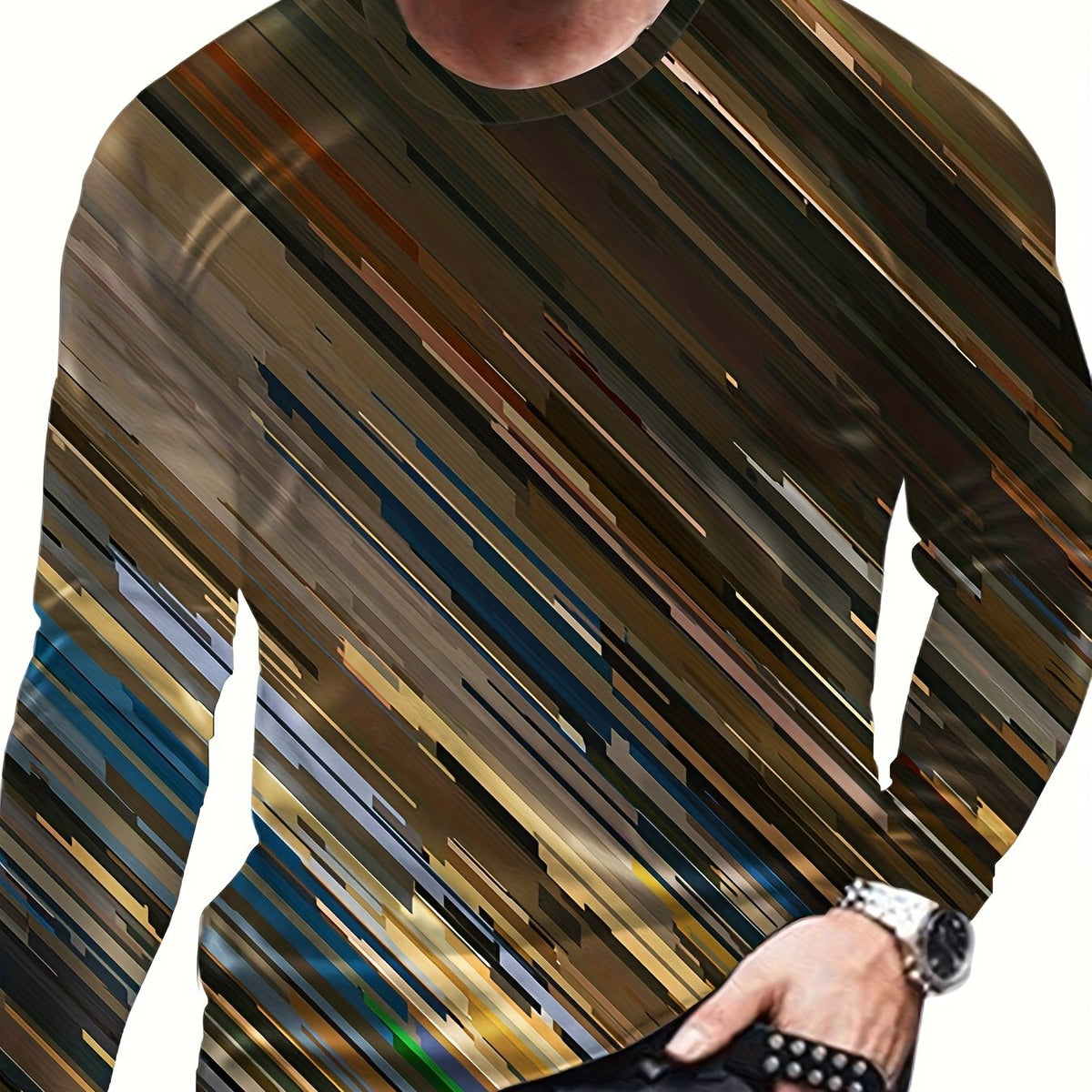 Men's Long Sleeve Novelty T-shirt for Autumn