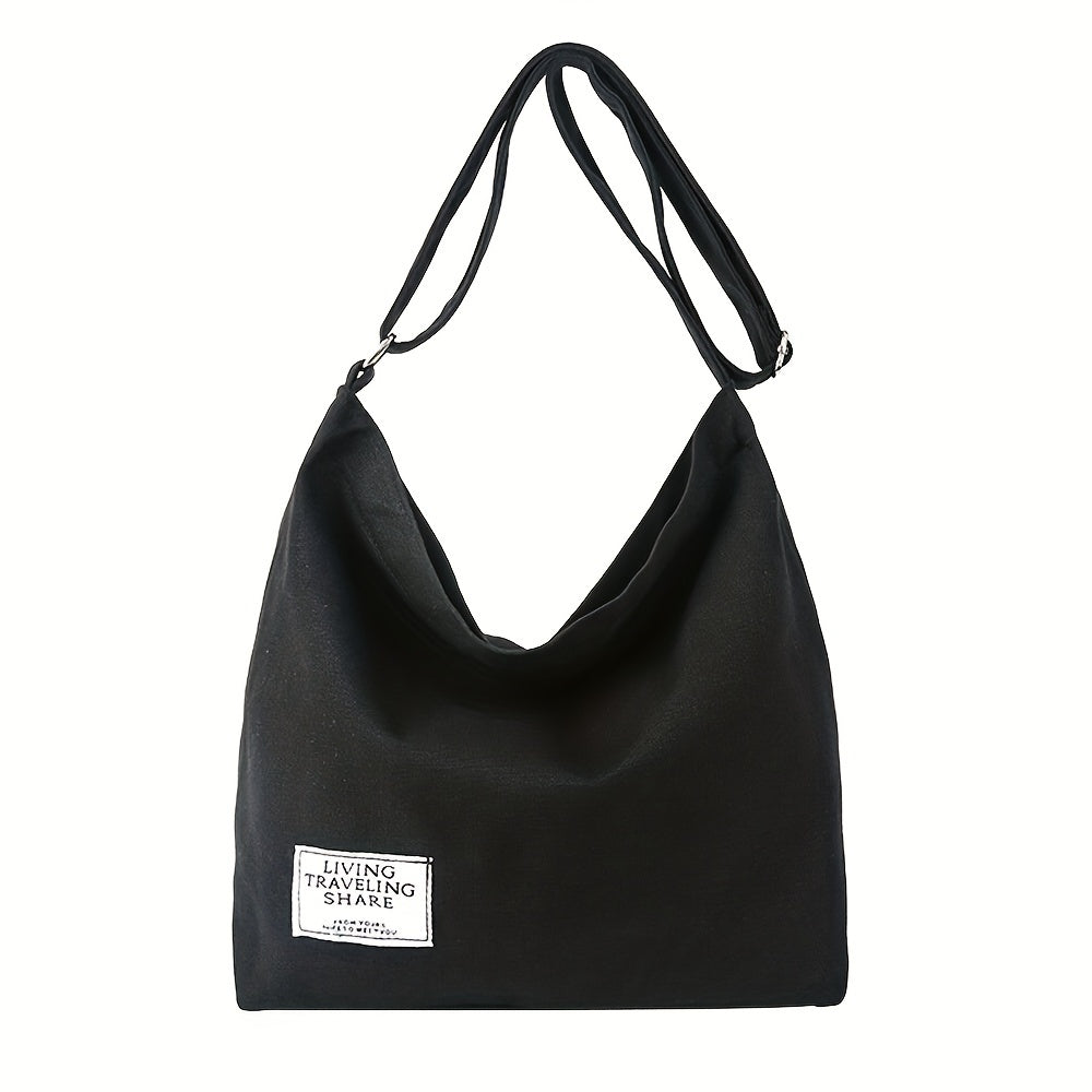 Durable Canvas Shoulder Bag Large Capacity Crossbody Hobo Bag