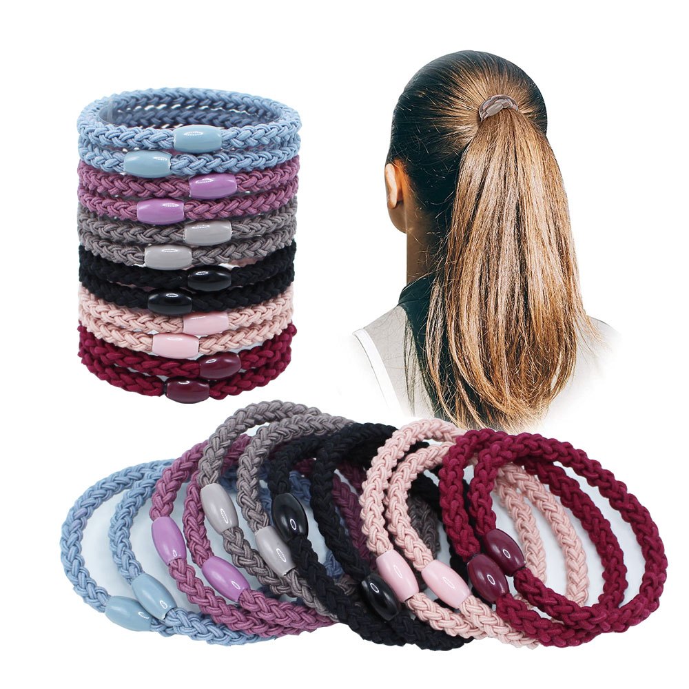 12pcs Braided Hair Tie Elastic Hair Rope Hair Accessories