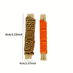 3pcs Rabbit Chew Toys Natural Pet Grass Woven Molar Stick for Dental Health