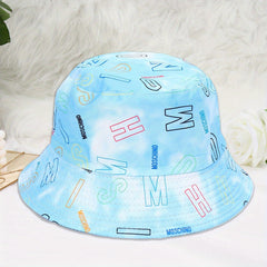Unisex Tie Dye Alphabet Print Bucket Hat for Sun Protection