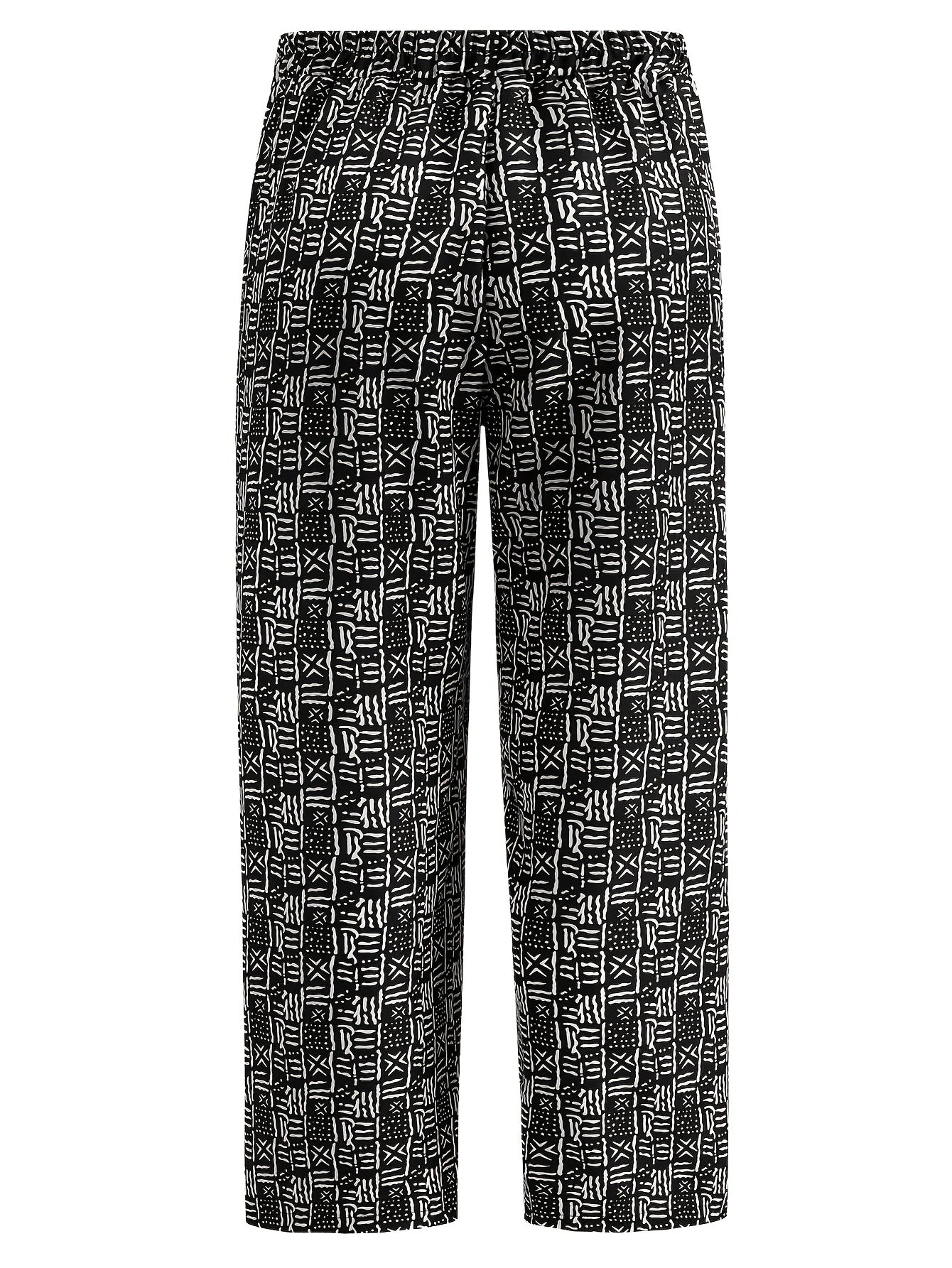  Colorblock Wide Leg Trousers With Pockets