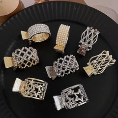 3pcs Crystal Hair Clips High Ponytail Holder Metal Rhinestone Hair Claw Clip