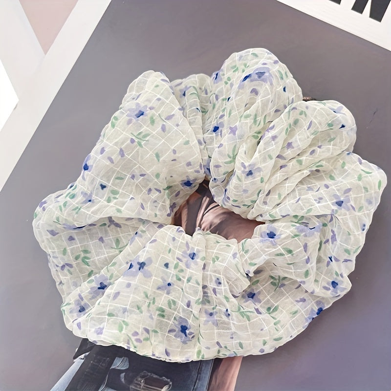 Floral Scrunchies Hair Tie Ponytail Holder Hair Accessory