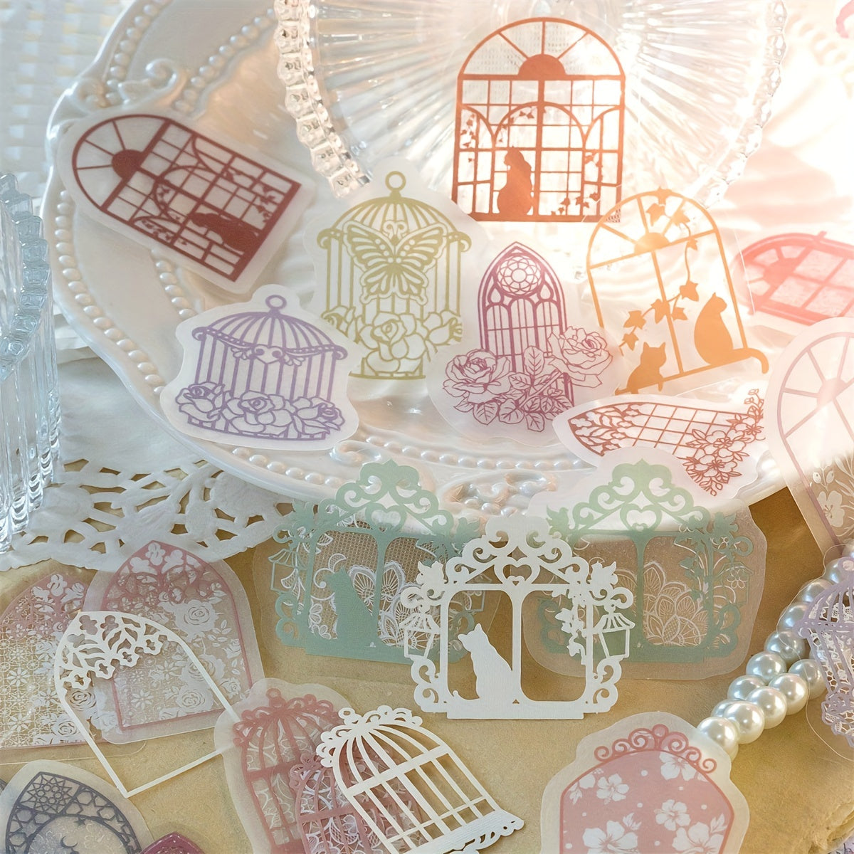 33pcs Lace Material Wrapped with Colored Yarn for DIY Journal