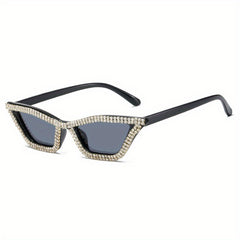 Girl's Rhinestone Inlaid Sunglasses Triangular Cat Eye Sunglasses