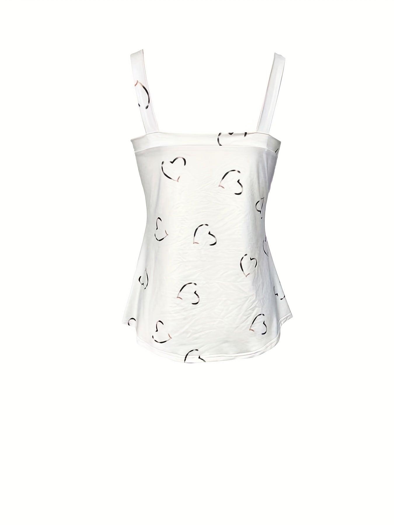 Heart Print V Neck Cami Top Summer Sleeveless Top