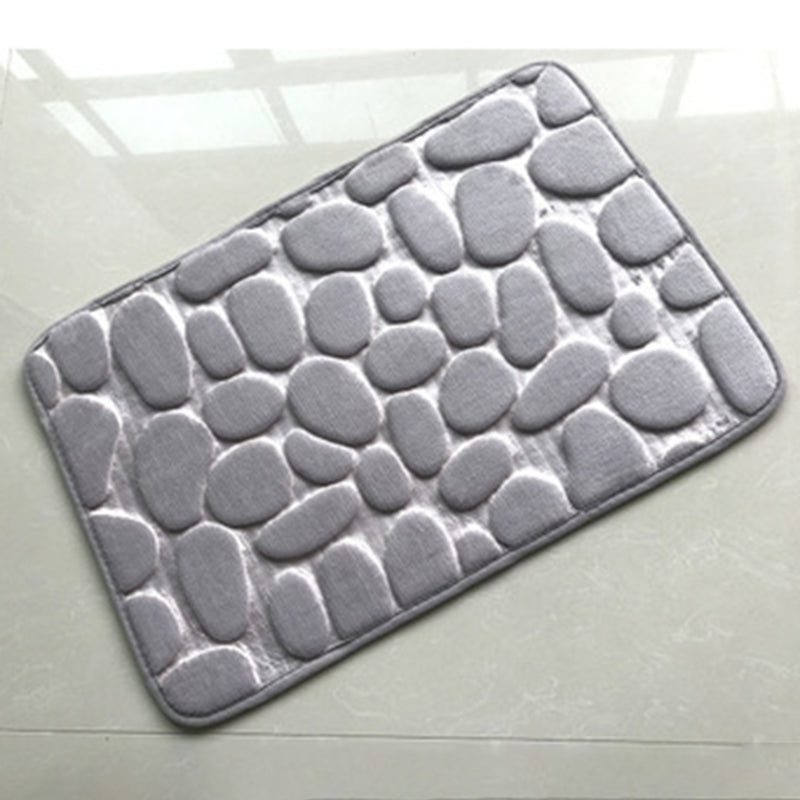 Memory Foam Bath Rug Cobblestone Embossed Bathroom Mat