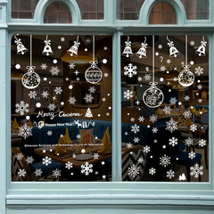 6pcs Christmas Glass Window Stickers Snowflake Bells Holiday Decor
