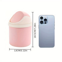 Mini Flip Top Desktop Trash Can Plastic Waste Paper Basket