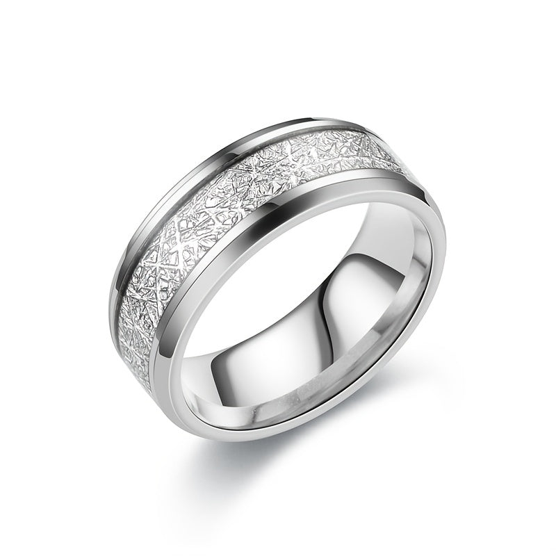 Rime Silk Pattern Titanium Steel Ring for Men