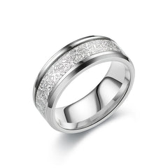 Rime Silk Pattern Titanium Steel Ring for Men