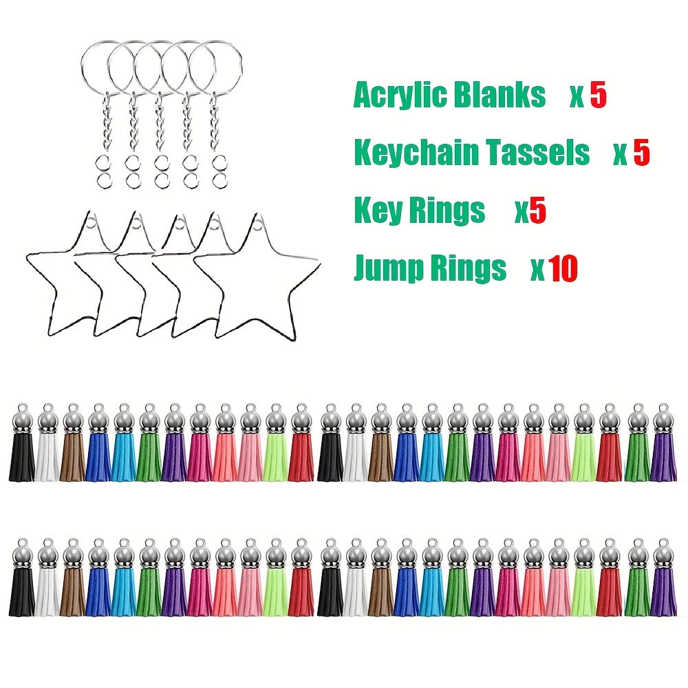 25Pcs Sublimation Acrylic Blanks Keychains DIY Crafts Decoration