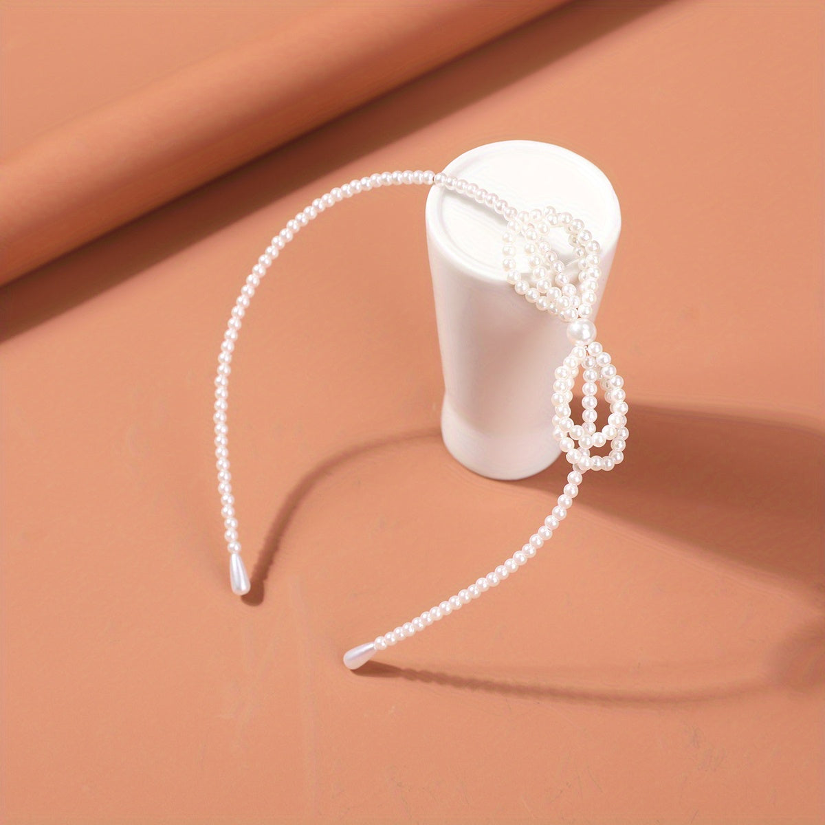 Pearl Bow Headband for Girls Skinny Sweet Princess Headdress for Women