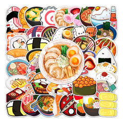 50pcs Japanese Food Waterproof Stickers For Car Laptop Skateboard