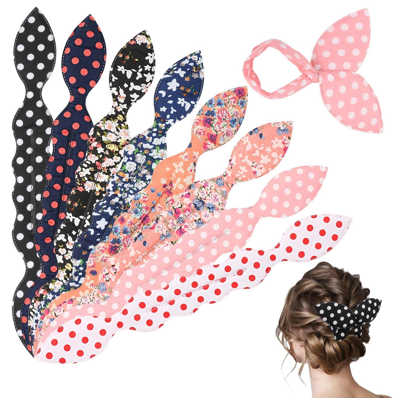Bohemia Style Hair Bun Maker Ditsy Floral Print Headwear