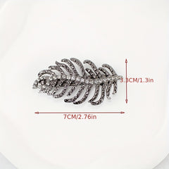 Leaf Rhinestone Hairpin Metal Hair Clip for Women Girls