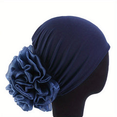 Big Flower Turban Cap Elastic Hijab Bonnet Head Wraps