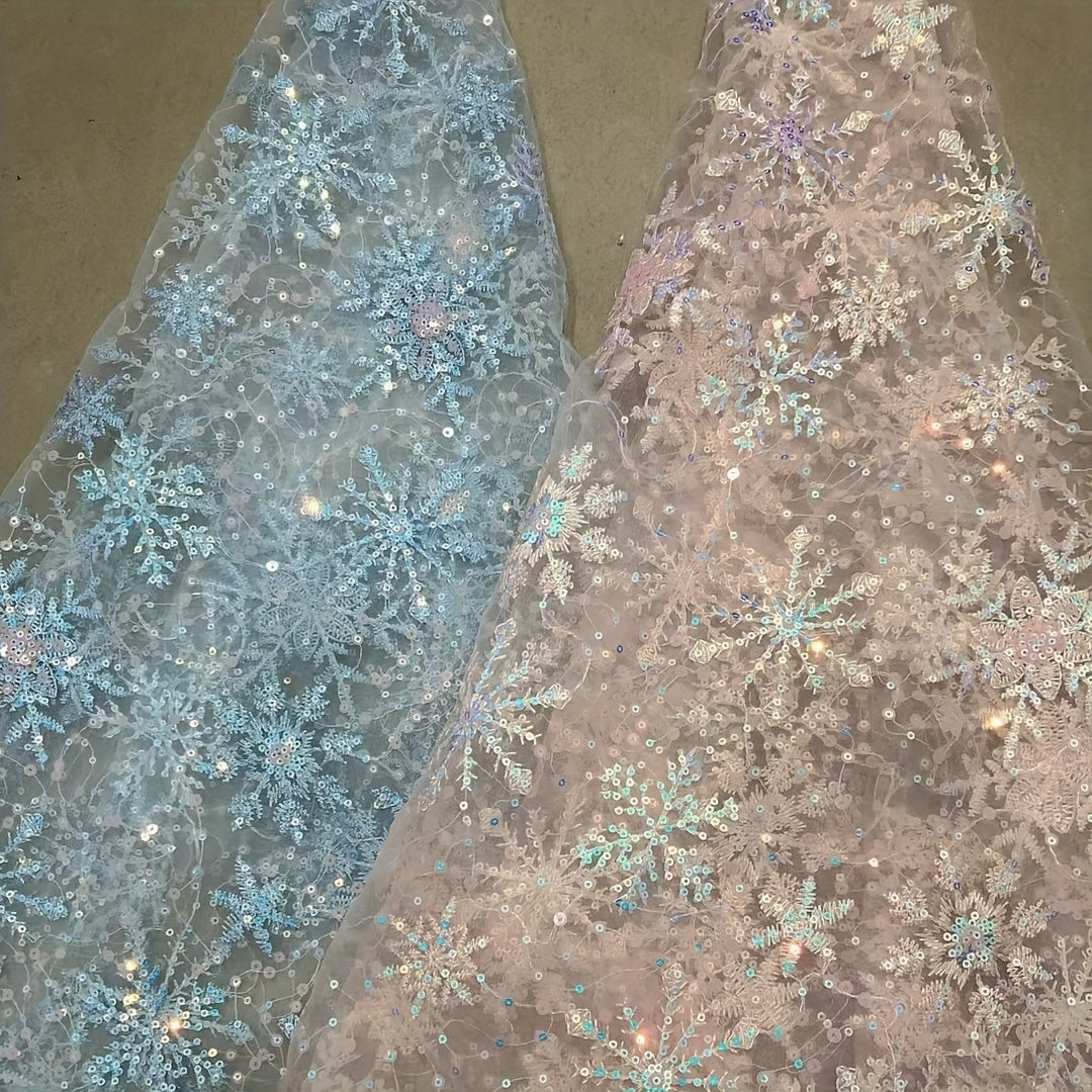 Mesh Sequin Embroidery Fabric Snowflake Bead Fabric Wedding Dress Sewing