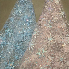 Mesh Sequin Embroidery Fabric Snowflake Bead Fabric Wedding Dress Sewing
