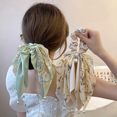 Floral Print Scarf Scrunchies Ponytail Holder Hair Accessories