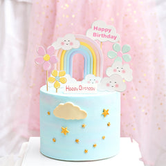 Rainbow Flower Birthday Cake Topper Baking Decoration