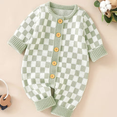 Baby Romper Stylish Chessboard Triangle Jumpsuit Combination Set