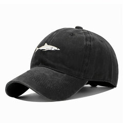 Washed Cotton Shark Snapback Baseball Cap Dad Hat