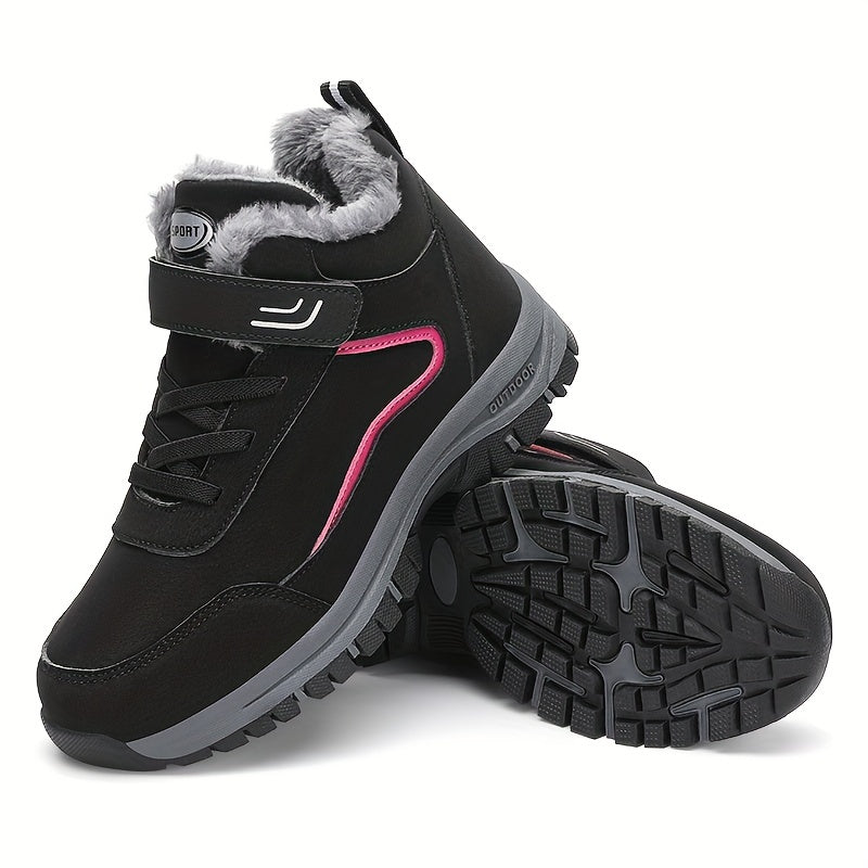 Plush Fur Lined Slip On Thermal Snow Shoes - Winter Sport Shoes