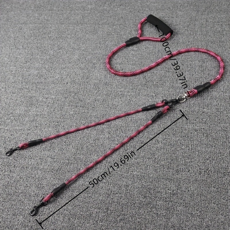 Wave Pattern Dual Dog Leash for Walking Two Dogs