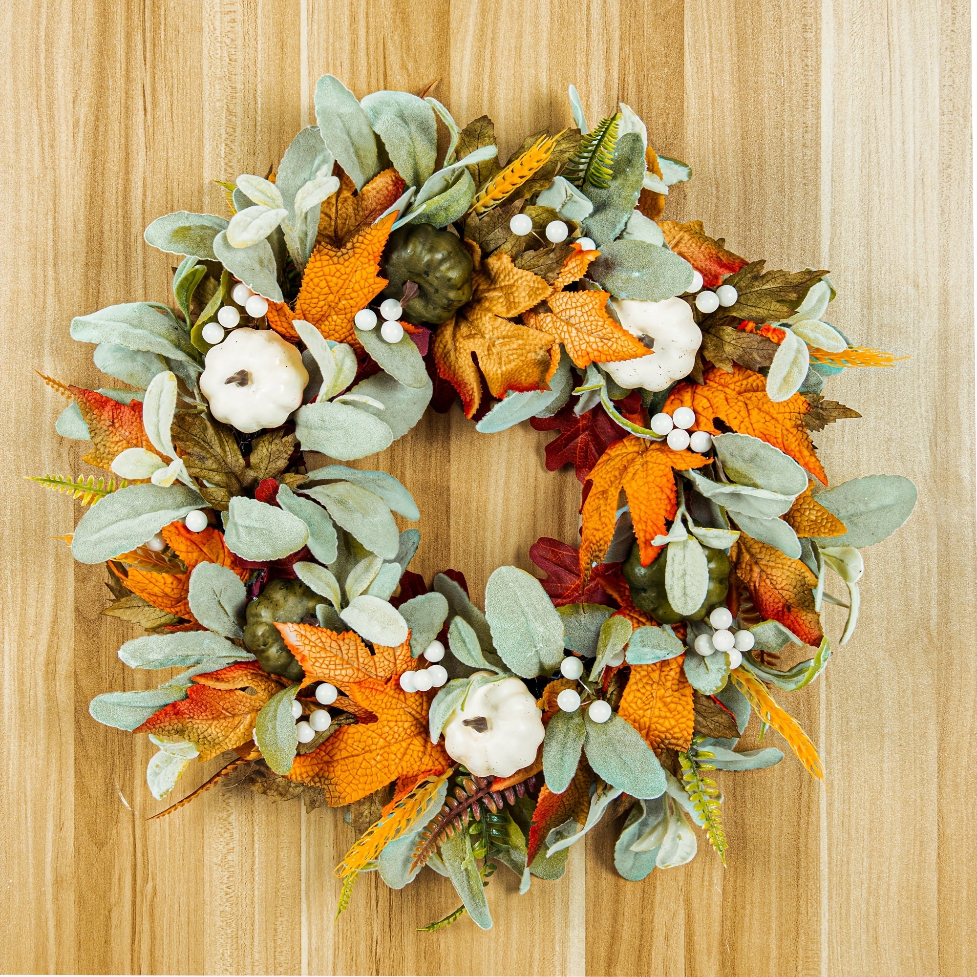 Fall Wreath for Front Door Pumpkin Halloween Thanksgiving Decoration
