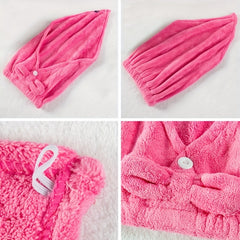 Coral Fleece Hair Drying Towel for Women Quick Drying Shower Cap