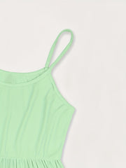  Casual Cami Top Solid Round Neck Slight Stretch