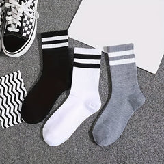 6 Pairs Striped Crew Socks Women's Stockings & Hosiery