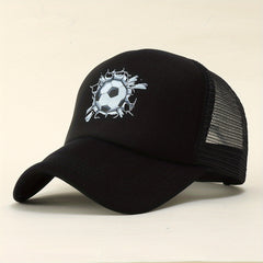 Football Printed Mesh Baseball Cap Sunshade Dad Hat