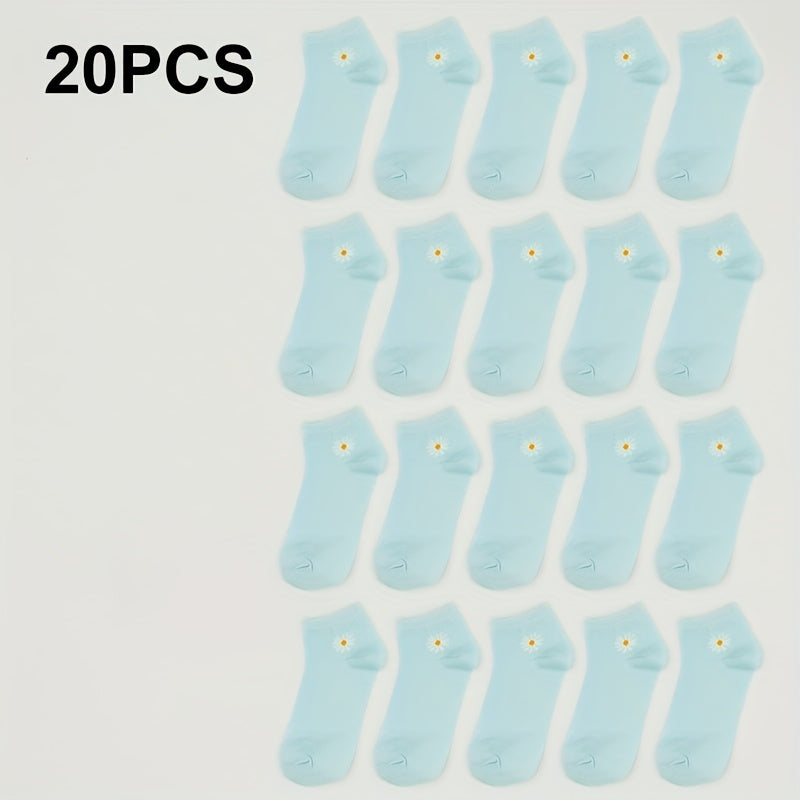 Floral Print Crew Socks for Women, Comfy & Breathable Short Stockings