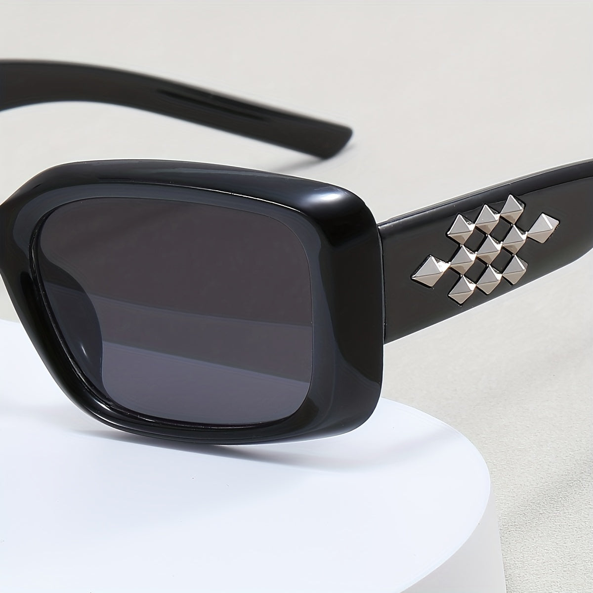 Y2K Rectangle Frame Sunglasses Metal Star Decor UV400