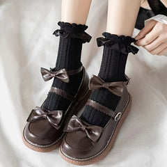 4 Pairs Textured Ruffle Socks Women's Stockings