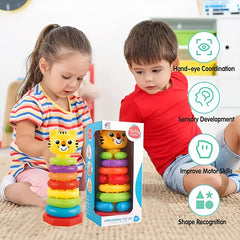 Colorful Stacking Educational Toy for Toddlers with Animal Prints