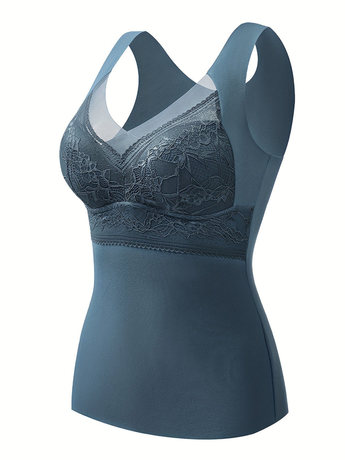 3pcs Lace Thermal Underwear V Neck Sleeveless Top Women's Lingerie