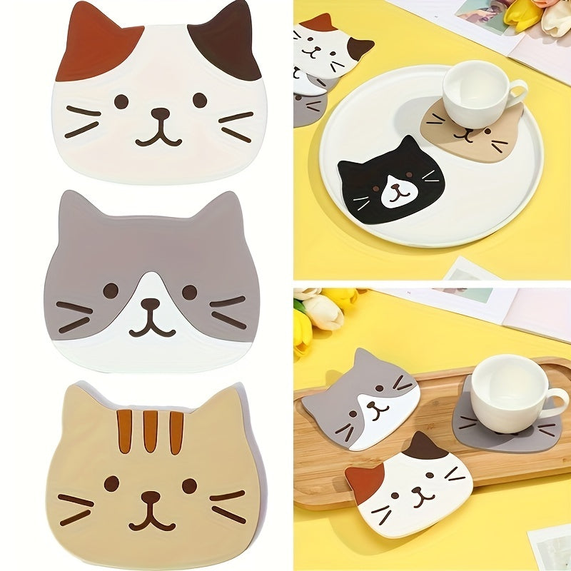 Cartoon Cat Coaster Non Slip Cup Mat Home Decor Kitchen Gadgets