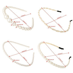 4PCS Faux Pearl Headbands for Women Rhinestones Hair Hoop Wedding Accessorie