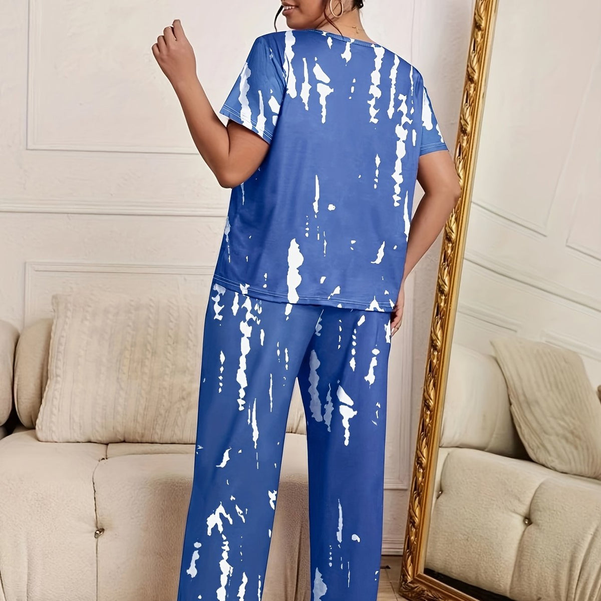  Tie Dye Short Sleeve Top & Pants Pajama Set