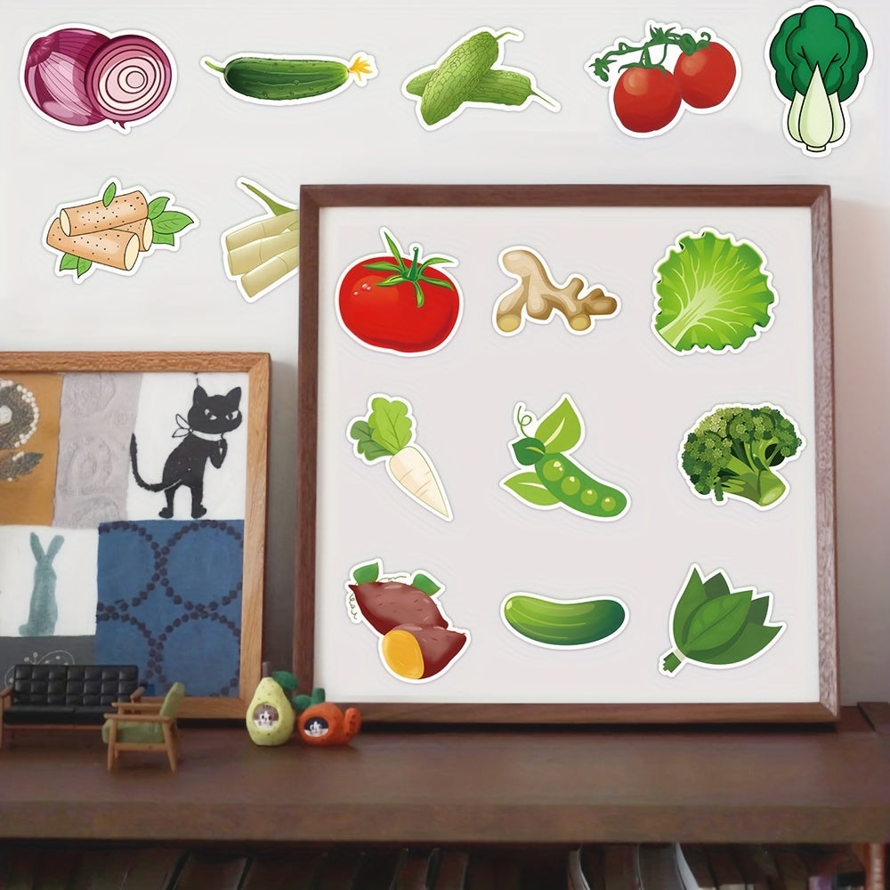 50pcs Vegetable Food Stickers Waterproof Vinyl Stickers Art Decorative Paper