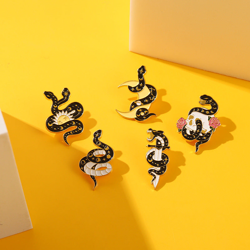 Gothic Snake Enamel Pins Horror Animal Lapel Pin