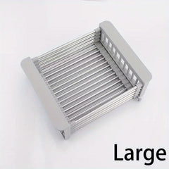 Extendable Drain Basket Dish Rack for Kitchen Sink