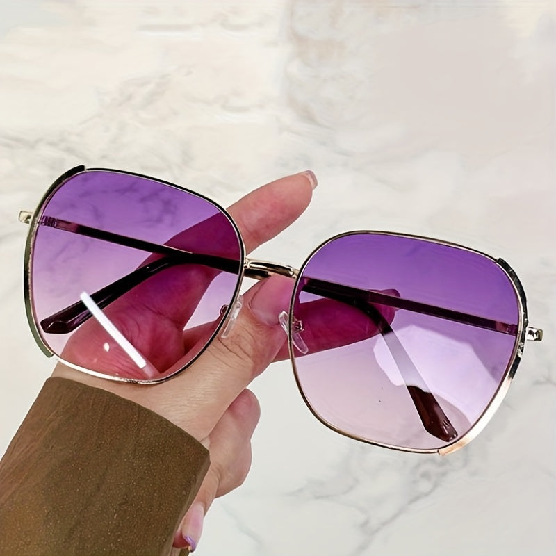 Oval Sunglasses Gradient Metal Sun Shades UV400