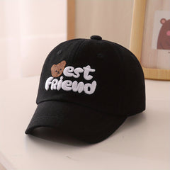 Kids Sunshade Baseball Cap w/ Bear Embroidery, Adjustable, Outdoor Activity