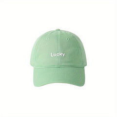 Letter Patch Baseball Cap Mint Green Lightweight Casual Sun Hat